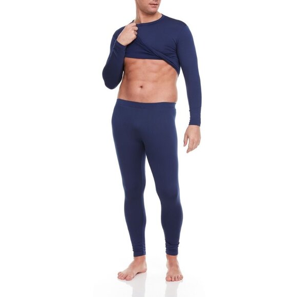 Mens Thermals Navy Blue Underwear MicroFiber Fleece Long Johns Winter Base NWT - Picture 5 of 6